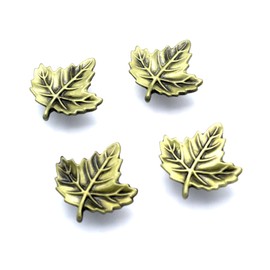 Anmeilexst 4 Pcs Vintage Bronze Maple Leaf Knob, Pull Handle, Kitchen Cabinet Drawer Wardrobe Handle Knobs, Gift Box, Jewelry Box Decorative Handle Knobs (Includes Mounting Screws)
