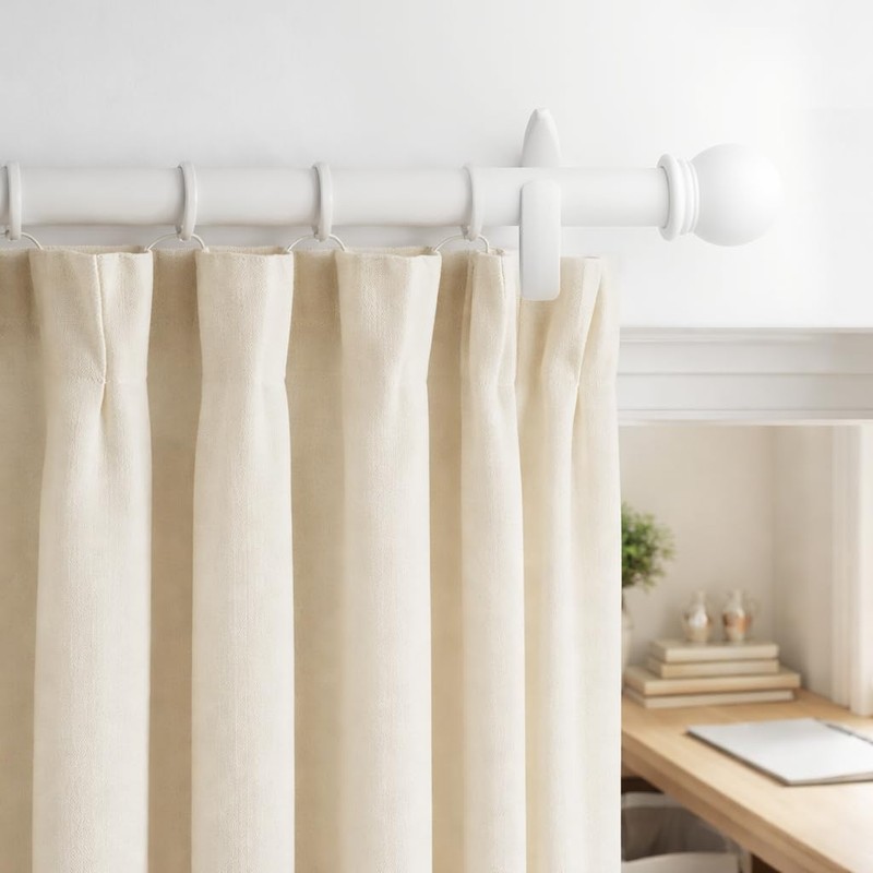 White Curtain Rods for Windows 16-88 inch, 1 inch Decorative