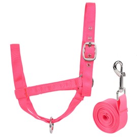Cow Halter Cattle Halters Adjustable Calf Halter with Leading Rope for Horse Donkey Goat Nylon Cattle Training Supplies Pink L