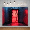 KUKUSOUL 7x5FT Halloween Backdrop Horror Forest Red Door Backdrop Upside