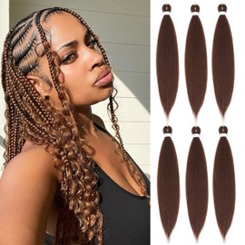 Brown Braiding Hair Pre Stretched 26 Inch Prestretched Braiding Hair Extensions for Braiding Box Braids Professional Synthetic Hair Extension Yaki Texture Braiding Hair Pre Stretched For Women(30#)