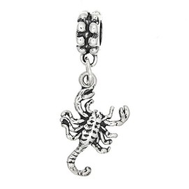 LGU Sterling Silver Oxidized Scorpion Dangle Bead Charm