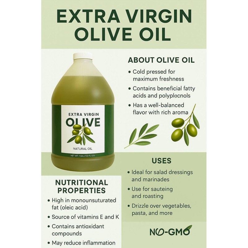 Healthy Harvest Extra Virgin Olive Oil – 1 Gallon, Cold