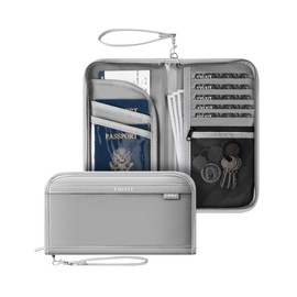 VULKIT Passport Holder Travel Wallet RFID Blocking Travel Document Accessories Passport Wallets Unisex Passport Cover Travel Wallet Organizer, Grey