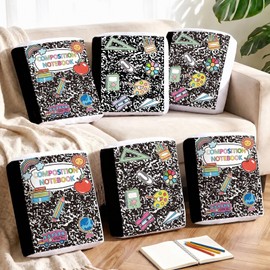 gisgfim 6 Pcs Back to School Throw Pillows 11.8'' x 7.8'' First Day of School Classroom Decor Composition Notebook Plush Pillows for Student Kids Teacher Gift Reading Room Home Sofa Decorations