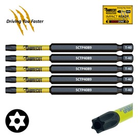 5 x SabreCut SCTP4089_5 89mm T40 TX40 Torx Tamper Proof Security Magnetic Impact Screwdriver Driver Bits Set Heavy Duty Compatible with Dewalt Milwaukee Bosch Makita and More
