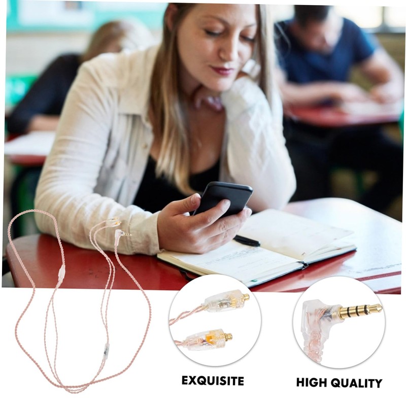 OSALADI 5pcs Detachable Headset Cable Microphone Control Right-Angle Audio Quality