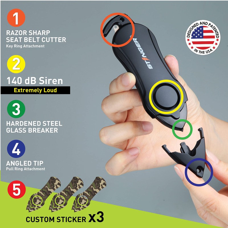 Stinger Personal Alarm Keychain Emergency Tool, Safety Panic Alarm Siren,