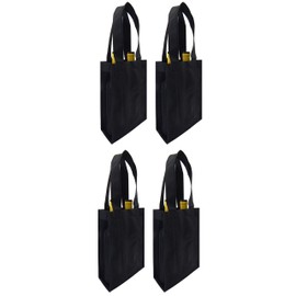 Reusable Wine Totes Mesh Side Panels, 4 pk Set (2 Bottle, Black)