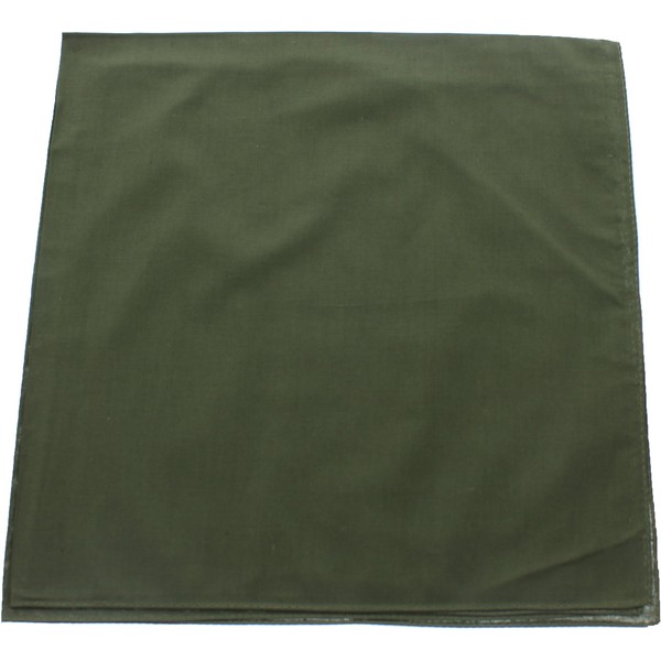 Army Universe Olive Drab Solid Color Jumbo Military Bandana (27" x 27"), Solid Head Scarf Do-rag 100% Cotton Bandanna Cover