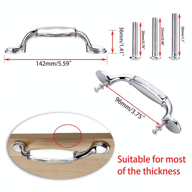 IGNPION 2pcs Crystal Drawer Handles Drawer Wardrobe Kitchen Door Knob