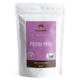 Picchu Peru Peruvian Medium Roast Coffee Beans 227g - For All Coffee Machines - Strength 3 - Brown Bear Coffee - Donation to Free The Bears