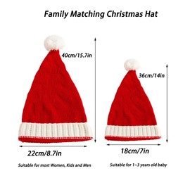AIYUENCICI Santa Hat for Mother and Baby, Family Christmas Hat, Parent-Child Xmas Hats with Pom Pom(Kids & Adults Santa Hat)