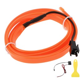 A ABSOPRO 1m EL Wire Cable LED Glow String Light Car Interior Lighting Strip Flexible Neon Light for Car Decoration Wiring Driver(12v) Orange