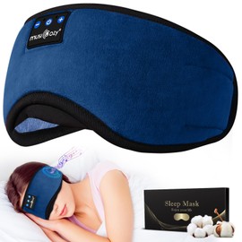 MUSICOZY Sleep Headphones, Sleeping Headphones Bluetooth Sleep Mask with Bluetooth Headphones, Aid Sleep Light Blackout Sleeping Eye Mask Headphones for Sleeping Side Sleepers Men Women Girls Gifts