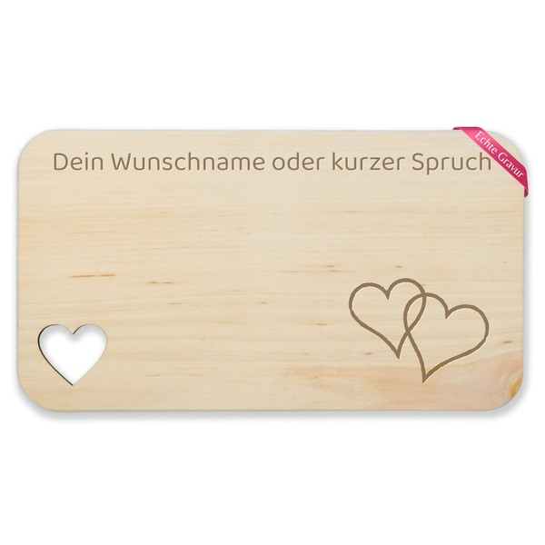 Wooden Breakfast Board – Desired Text – Heart Motif Gift