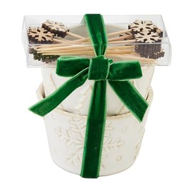 Mud Pie White Santa Xmas Tidbit Set, bowl 2" x 3" dia | toothpick 2 1/2"