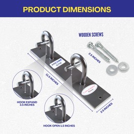 Anchor Gym H2 Resistance Band Anchor - Single Unit with Two Hooks Exercise Band Wall Mount for Bodyweight Straps, Strength Training, Home Gym (Wood Screws Included)