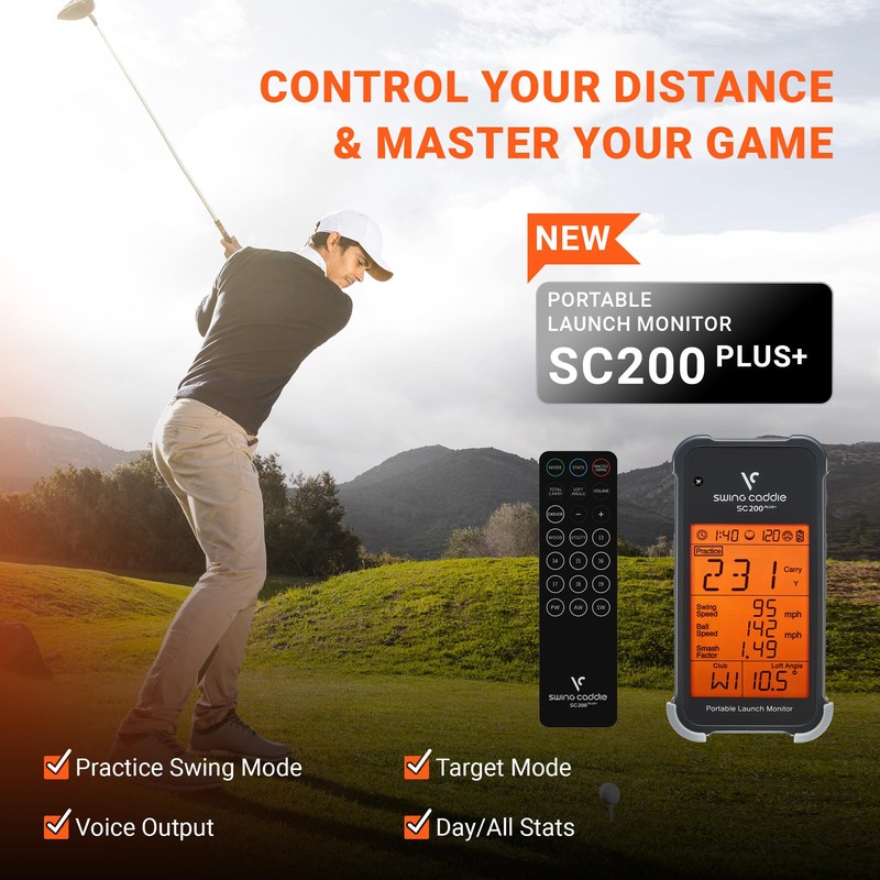 Voice Caddie SC200Plus ポータブルゴルフローンチモニター スイングアナライザー リアルタイムショットデータトラッキング付き バッテリー寿命12時間