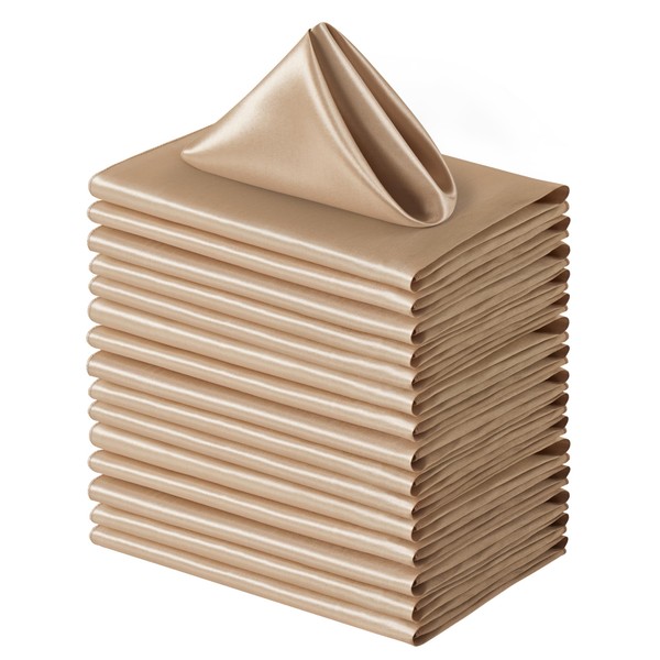 Counfeisly 50 Pack Square Satin Dinner Napkins, 20x20 Inches Silky