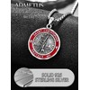 ADMETUS Red St Christopher Necklace Mens Sterling Silver St Christopher