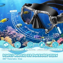 CTSAYTL Kids Snorkel Set for Ages 3-14, Snorkeling Gear for Kids with Dry Top Snorkel Anti-Leak Anti-Fog Panoramic View Snorkel Mask, Boys Girls Junior Teens Snorkeling Set for Swimming Snorkeling