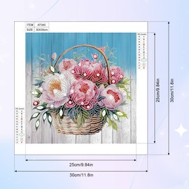 AiYuanzsh Diamond Art Painting Kits for Adults, 5D Special Shape Diamond Art Kits for Beginners, Crystal Rhinestones Diamond Art Painting for Home Wall Decoration Gift 12×12inch, Flower Basket