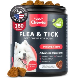 CHEWIA Natural Dog Flea and Tick Prevention Chews for All Breeds Ages & Sizes
