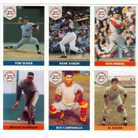 1992 Hank Aaron Stan Musial Roy Campanella Al Kaline Front Row Promo Card Sheet