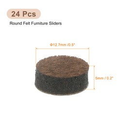 uxcell Furniture Pads, 24Pcs 0.5" - Round Self Adhesive Felt Furniture Pads, Floor Protectors for Furniture Feet Chairs Legs Hardwood Floors (Brown)