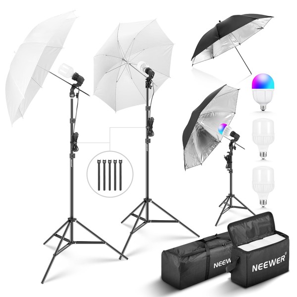 NEEWER 400W Photography Lighting Kit, Incandescent Equivalent Studio Kit, (2)