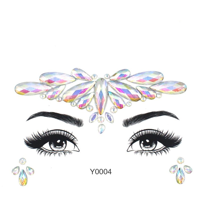 6Pcs Luminous Rhinestones Face Temporary Tattoos Glitter Festival Face Stickers