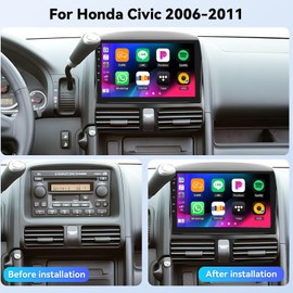 8 Core 4G+64G Car Stereo for Honda CRV 2002-2006 with Wireless CarPlay Android Auto,9 inch IPS Touchscreen Android 15 Car Radio Player with Mirror Link,WiFi/GPS Backup Camera,Bluetooth,FM/RDS,DSP,SWC