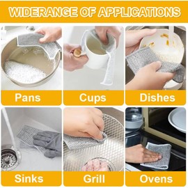 8 Pcs Multipurpose Wire Dishwashing Rags for Wet and Dry,Multifunctional Non-Scratch Wire Dishcloth, Suitable for Scrubbing and Cleaning Dishes, Pots, Sinks, Counters, Cooktops