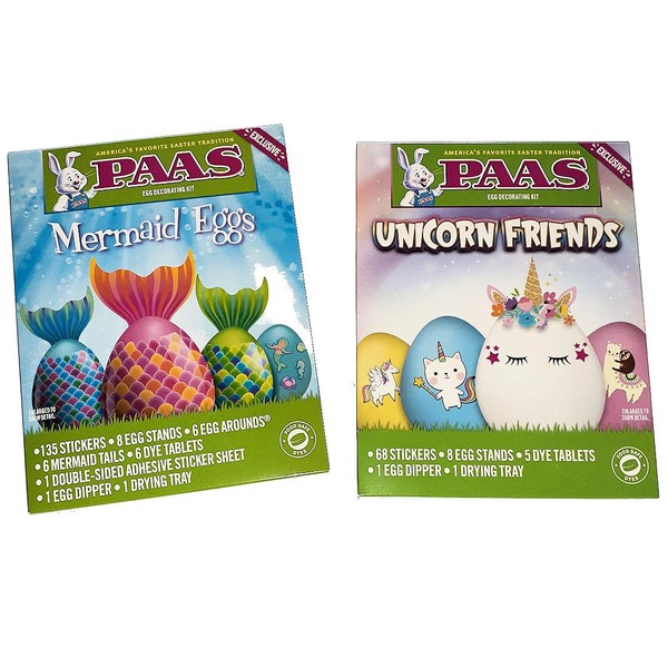 2 Pack Easter Egg Decoration Kits Mermaid Eggs and Unicorn