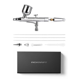 InoKraft Airbrush sets with 3 Nozzle 0.2, 0.3 & 0.5 mm for Beginner - Dual-Action Gravity Feed airbrush with Cutaway Handle and How-To Guide, for Model Painting