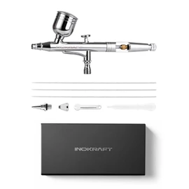 InoKraft Airbrush sets with 3 Nozzle 0.2, 0.3 & 0.5 mm for Beginner - Dual-Action Gravity Feed airbrush with Cutaway Handle and How-To Guide, for Model Painting