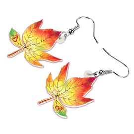 RAIDIN Colorful Acrylic Maple Leaves Fish Hook Earrings for Women Girls Dangle Drop Earrings Jewelry for Thanksgiving Gifts Charms Decorations (Honey)