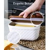 Nucookery Ceramic Butter Dish, Embossed Butter Keeper with Wood Lid