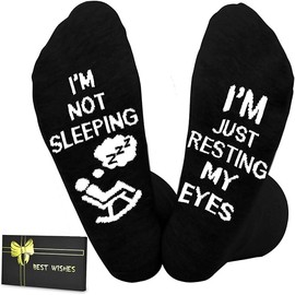 I'm Not Sleeping Just Resting My Eyes Funny Socks for Grandpa Dad Best Gift for Birthday Father's Day, Black 2