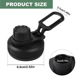 2 Pcs Replaceable Lid Compatible with Nalgene Water Bottle, Wide Mouth Lid for Nalgene 32 oz, Replacement Cap with Handle (Black)