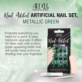 Ardell Nail Addict Artificial Nail Set, Metallic Green