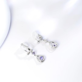 Free Bird Amethyst Earrings, Women's, Swing, "Pure Heart", Hypoallergenic Metal, Non-Pierced Earrings, Painless, February Birthstone, Elegant, Popular, Charming, Concerts, Gift