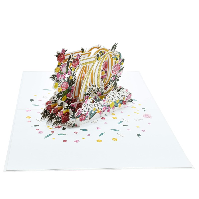 Happy 70th Birthday Pop Up 3D Greeting Card
