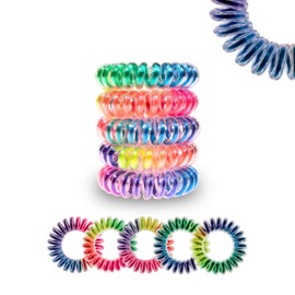Specora - Spiral Hair Scrunchies Pack of 5 - 4 cm TPU Colourful Rainbow