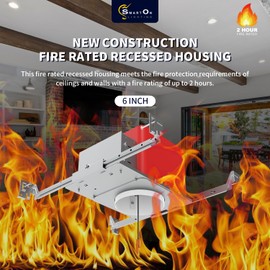 mw 4 Pack 6 Inch Fire Rated Recessed Light 2 Hours New Construction Housing, Air Tight Fireproof Recessed Housing with TP24 Connector, IC Rated, UL, ETL Certificated