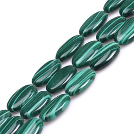 Sweet & Happy Girl 'S Store 13x18 mm Oval Gemstone Grade A Malachite Beads Strand 15 Inch Jewellery Making Beads