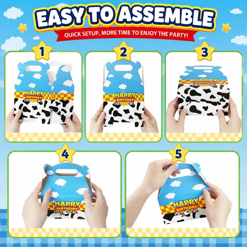 CHENRINDECO 15 Pack Cartoon Story Party Boxes Cookie Treat Boxes
