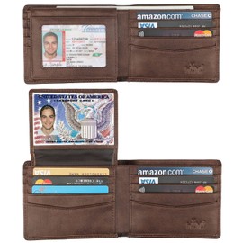 Wallet for Men-Genuine Leather RFID Blocking Bifold Stylish Wallet With 2 ID Window (Coffee-galaxy)