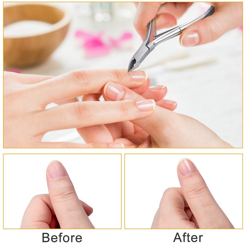 4 Piece Cuticle Pusher Set, Stainless Steel Cuticle Remover, Metal